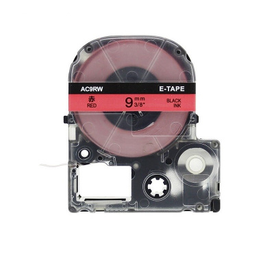 Epson LK-3RBP, SC9RW, C53S653001, 9mm x 9m, fekete nyomtatás / piros alapon, kompatibilis szalag