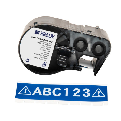 Brady M4C-1000-595-BL-WT / 170836, 25.40 mm x 7.62 m, vinil, fehér nyomtatás / kék alapon