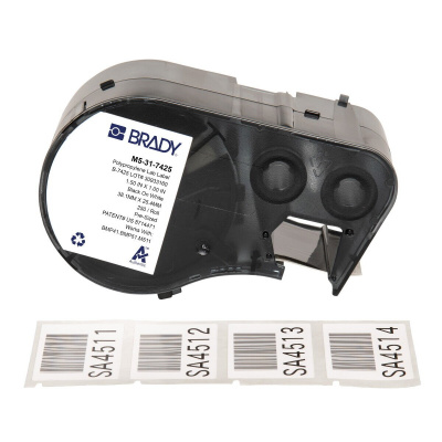 Brady M5-31-7425 / 170846, 38.10 mm, Polypropylene, fekete nyomtatás / fehér alapon