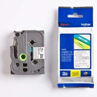 Brother TZ-145 / TZe-145, 18mm x 8m, fehér nyomtatás / átlátszó alapon, eredeti szalag