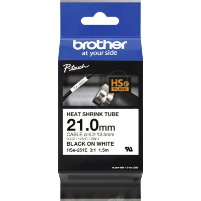 Brother HSe-251E Pro Tape, 21 mm x 1.5 m, fekete nyomtatás / fehér alapon , eredeti szalag