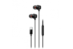 Genius HS-M368 sluchátka s mikrofonem, černá, špuntová, USB Type-C