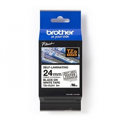 Brother TZ-SL251 / TZe-SL251 Pro Tape, 24mm x 8m, fekete nyomtatás / fehér alapon, eredeti szalag