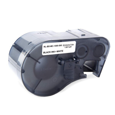 Brady MC-1000-595-WT-BK, öntapadó vinil, 25.40 mm x 7.62 m, fekete nyomtatás / fehér alapon, utángyártott szalag