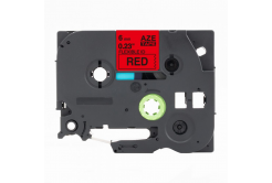 Brother TZ-FX411 / TZe-FX411, 6mm x 8m, flexi, fekete nyomtatás / piros alapon, kompatibilis szalag 