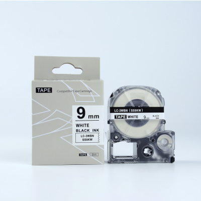 Epson HTS9KW, 9mm x 8m, fekete nyomtatás / fehér alapon, utángyártott szalag