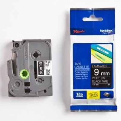 Brother TZ-325 / TZe-325, 9mm x 8m, fehér nyomtatás / fekete alapon, eredeti szalag