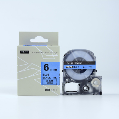 Epson LTS6BW, 6mm x 5m, kék nyomtatás / fehér alapon, utángyártott szalag