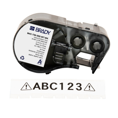 Brady M4C-750-595-CL-BK / 170825, 19.05 mm x 6.10 m, vinil, fekete nyomtatás / átlátszó alapon