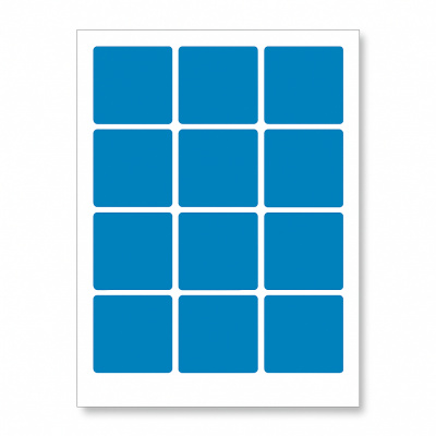 Öntapadó címkék 60 x 60 mm, 12 címkék, A4, 20 ív, kék