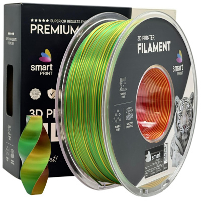 Smart Print FG-S105-E1, 3D filament, PLA Silk, 1,75mm, 1000g, Tri Color, Többszínű (Red, Yellow, Green)