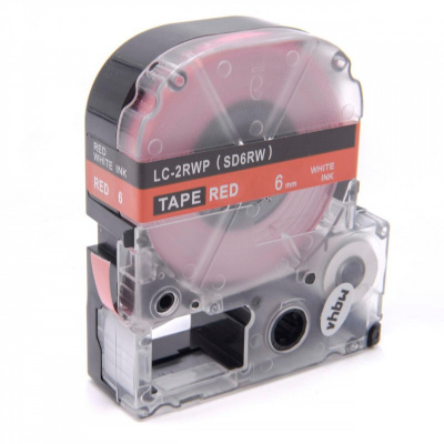 Epson LC-SD6RW, 6mm x 8m, fehér nyomtatás / piros alapon, utángyártott szalag
