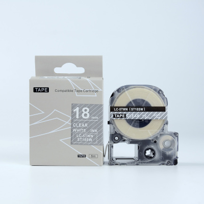 Epson LK-ST18SW, 18mm x 9m, fehér nyomtatás / átlátszó alapon, utángyártott szalag