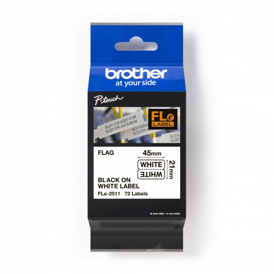 Brother FLE-2511 Pro Tape, 21mm x 45 mm, fekete nyomtatás/fehér alapon, 72db, eredeti szalag