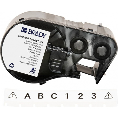 Brady M4C-500-461 / 170765, 12.70 mm x 7.62 m, poliészter, fekete nyomtatás / fehér alapon