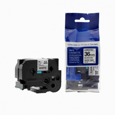 Brother TZ-261 / TZe-261, 36mm x 8m, fekete nyomtatás / fehér alapon, kompatibilis szalag 