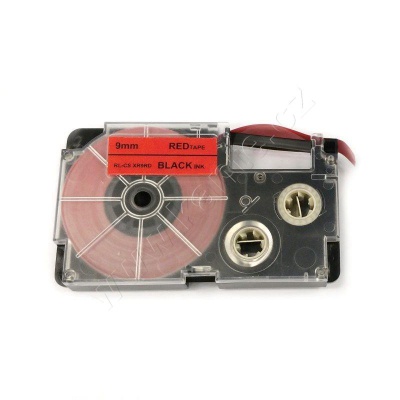 Casio XR-9FRD , 9mm x 8m, fekete nyomtatás / signální piros alapon, utángyártott szalag