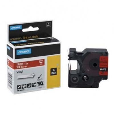 Dymo 1805422, 19mm x 5,5m, fehér nyomtatás / piros alapon, eredeti szalag