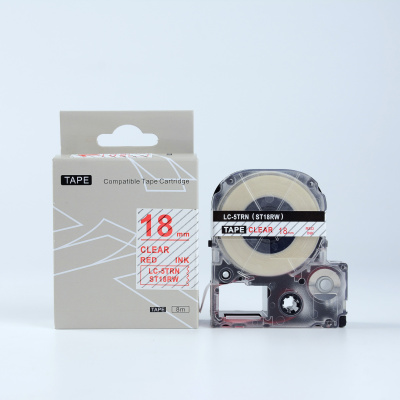 Epson LK-ST18RW, 18mm x 9m, piros nyomtatás / átlátszó alapon, utángyártott szalag