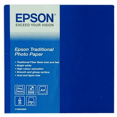 Epson Traditional Photo Paper C13S045050, 330 g/m2, A4, 25db, szatén, tintasugaras, fehér, fotópapír