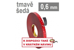 3M VHB™ 4646, vtg. 0,6 mm; sötétszürke, kétoldalas, erősen tapadó akril ragasztószalag 19 mm x 33 m