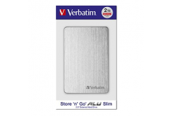 Verbatim 53666 Store 'N' Go ALU Slim, Külső merevlemez, 2.5", USB 3.0, 2TB, ezüst