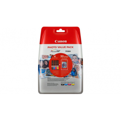 Canon CLI-551 Bk+C+M+Y 6508B005 multipack eredeti tintapatron + fotópapírok 50x (10x15)