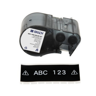 Brady M5C-1500-595-BK-WT / 170947, 38.10 mm x 7.62 m, vinil, fehér nyomtatás / fekete alapon