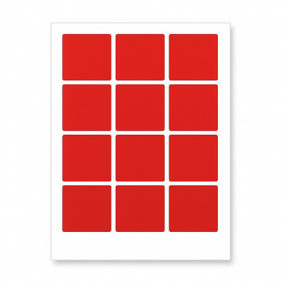 Öntapadó címkék 60 x 60 mm, 12 címkék, A4, 20 ív, piros