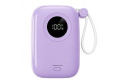 Powerton ENERGY PASTEL EDITION Powerbank 10000mAh, 2x USB-C, 22.5W, beépített kábelek, lila
