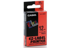 Casio XR-18RD1, 18mm x 8m, fekete nyomtatás / piros alapon, eredeti szalag