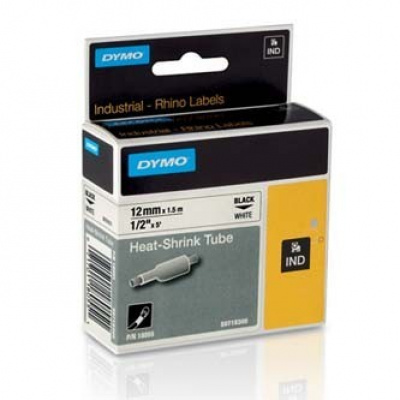 Dymo Rhino 18055, S0718300, 12mm x 1,5m fekete nyomtatás / fehér alapon, eredeti szalag