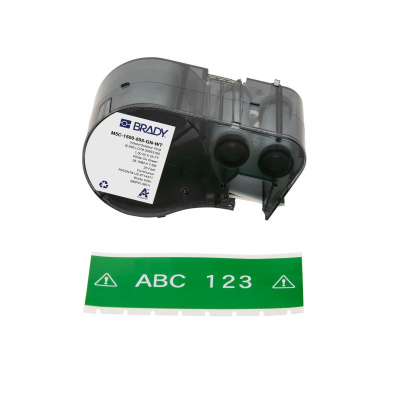 Brady M5C-1500-595-GN-WT / 170941, 38.10 mm x 7.62 m, vinil, fehér nyomtatás / zöld alapon