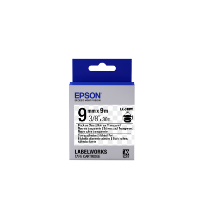 Epson LabelWorks LK-3TBW C53S653006 9mm x 9m, fekete nyomtatás / átlátszó alapon, erős ragasztó, eredeti szalag