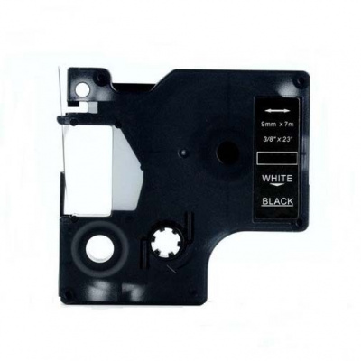 Dymo 40921, 9mm x 7m fehér nyomtatás / fekete alapon, kompatibilis szalag 
