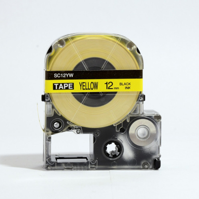 Epson LC-4YBP, SC12YW, 12mm x 8m, fekete nyomtatás / sárga alapon, kompatibilis szalag
