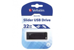 Verbatim 98697 Slider, USB-meghajtó, USB A 2.0, 32GB, kihúzható csatlakozóval, fekete